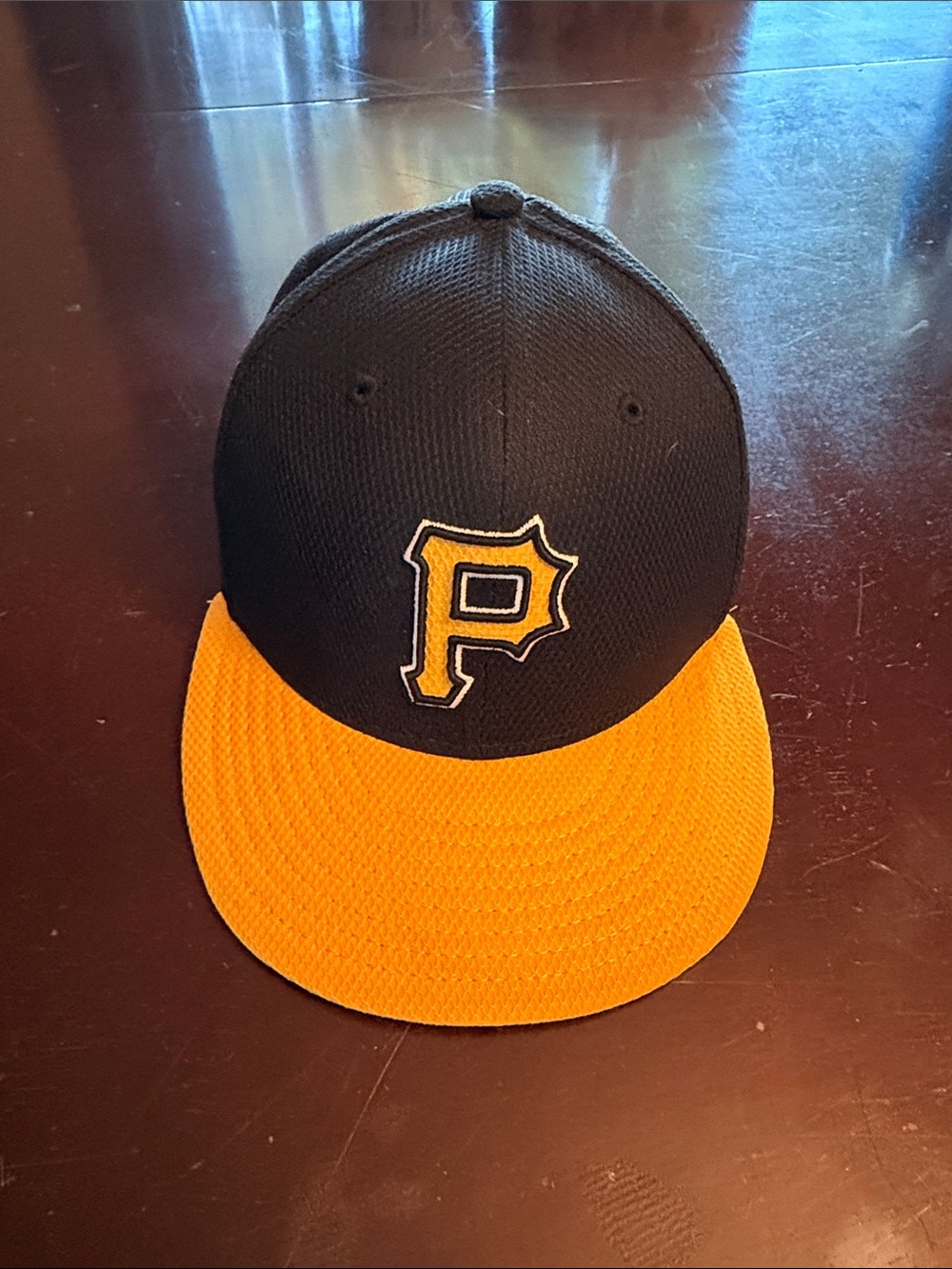New Era Pittsburgh P Hat - Black and Yellow size 7